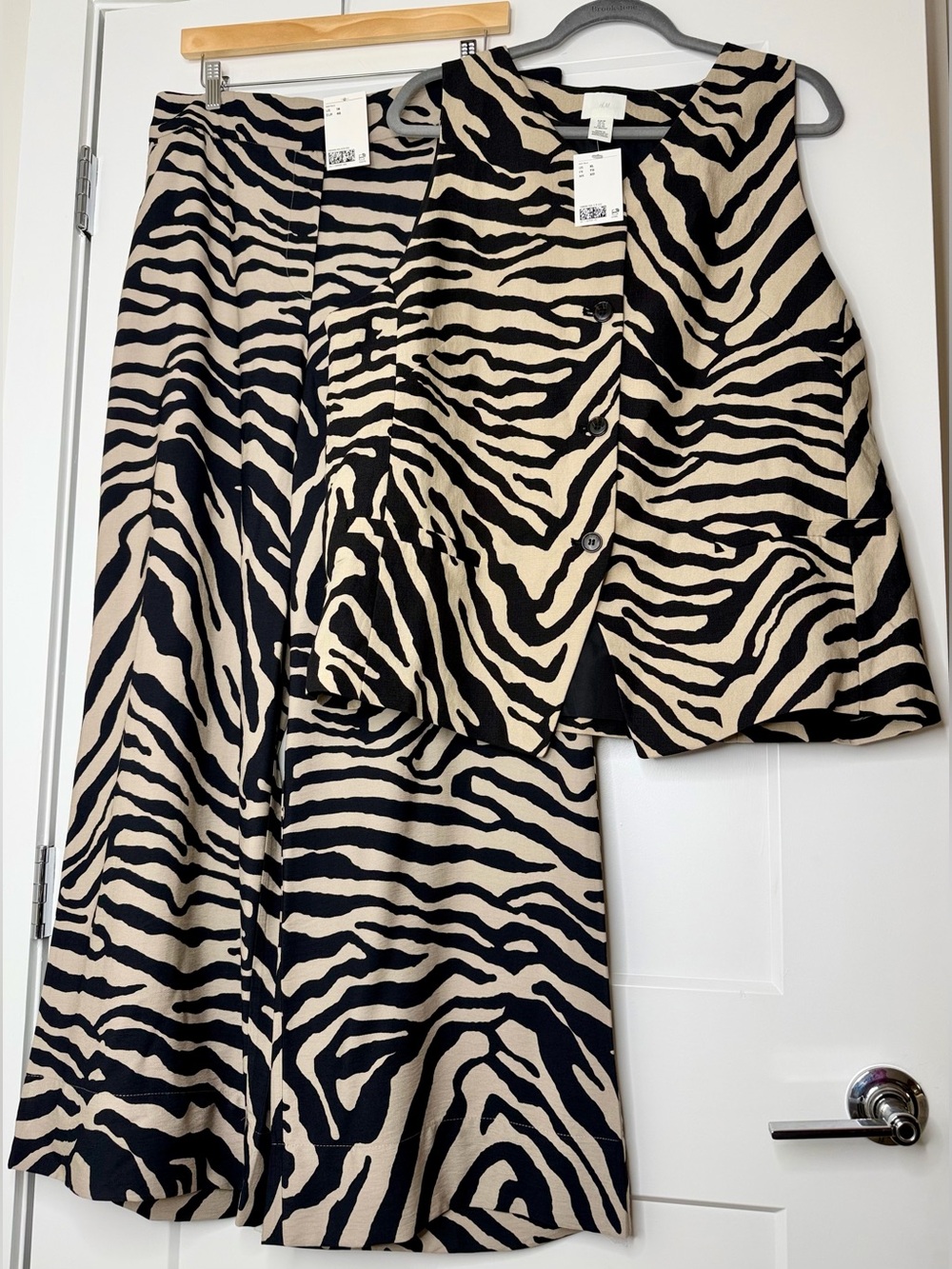 H&M Zebra Print Vest and Wide-leg Pants Set NWT